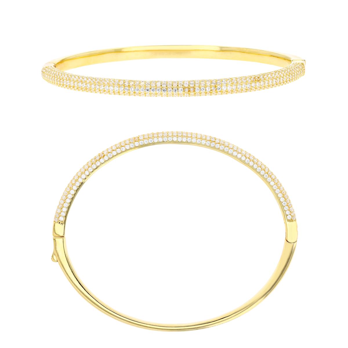 Brass Yellow 3.8MM Bangle White CZ Bracelet