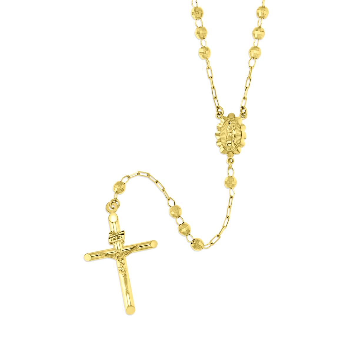14K Yellow Gold 4MM Disco Beads Rosary 18" Necklace