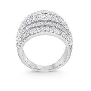 Sterling Silver Rhodium 25MM Polished White CZ Thick Coctail