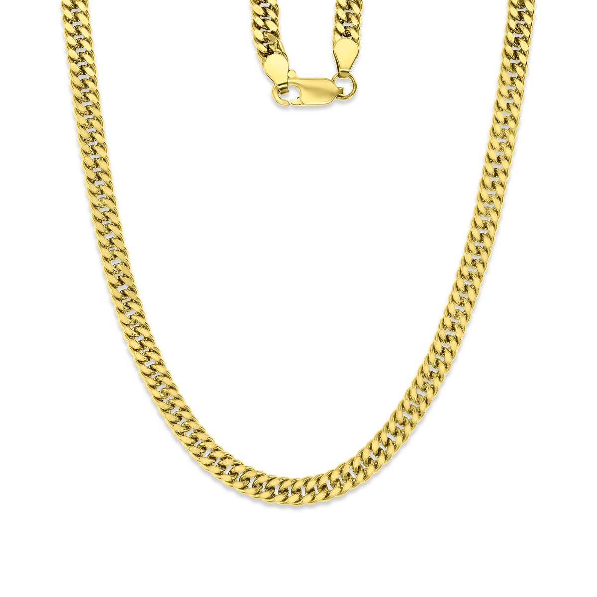 18K Yellow Gold 4.60MM Hollow Double Curb Diamond Cut 090 20" Chain
