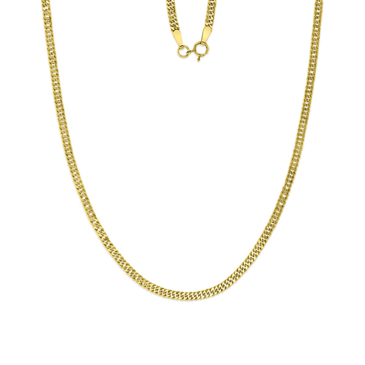 18K Yellow Gold 2.50MM Hollow Double Curb Diamond Cut 050 18" Chain