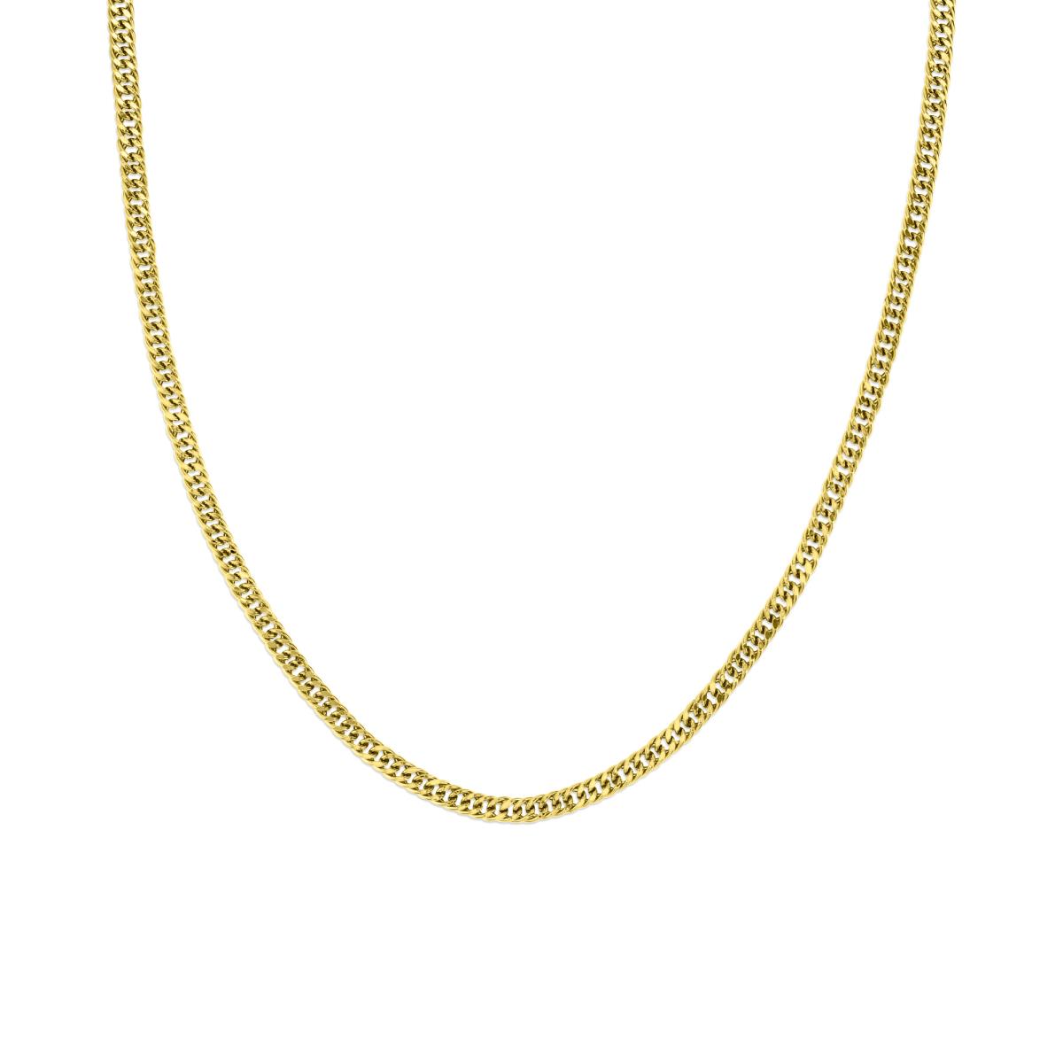 18K Yellow Gold 2.00MM Hollow Double Curb Diamond Cut 040 18" Chain