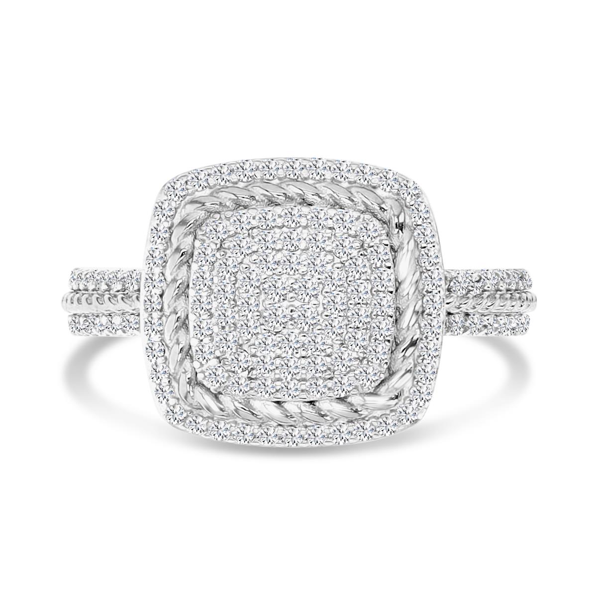 Sterling Silver Rhodium 14MM Polished White CZ Pave Ring