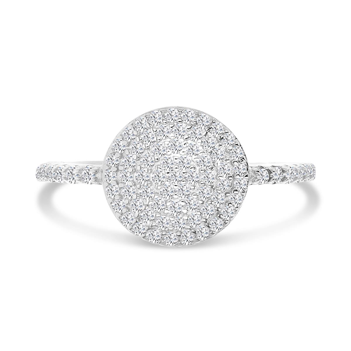 Sterling Silver Rhodium 11MM Polished White CZ Pave Round Ring