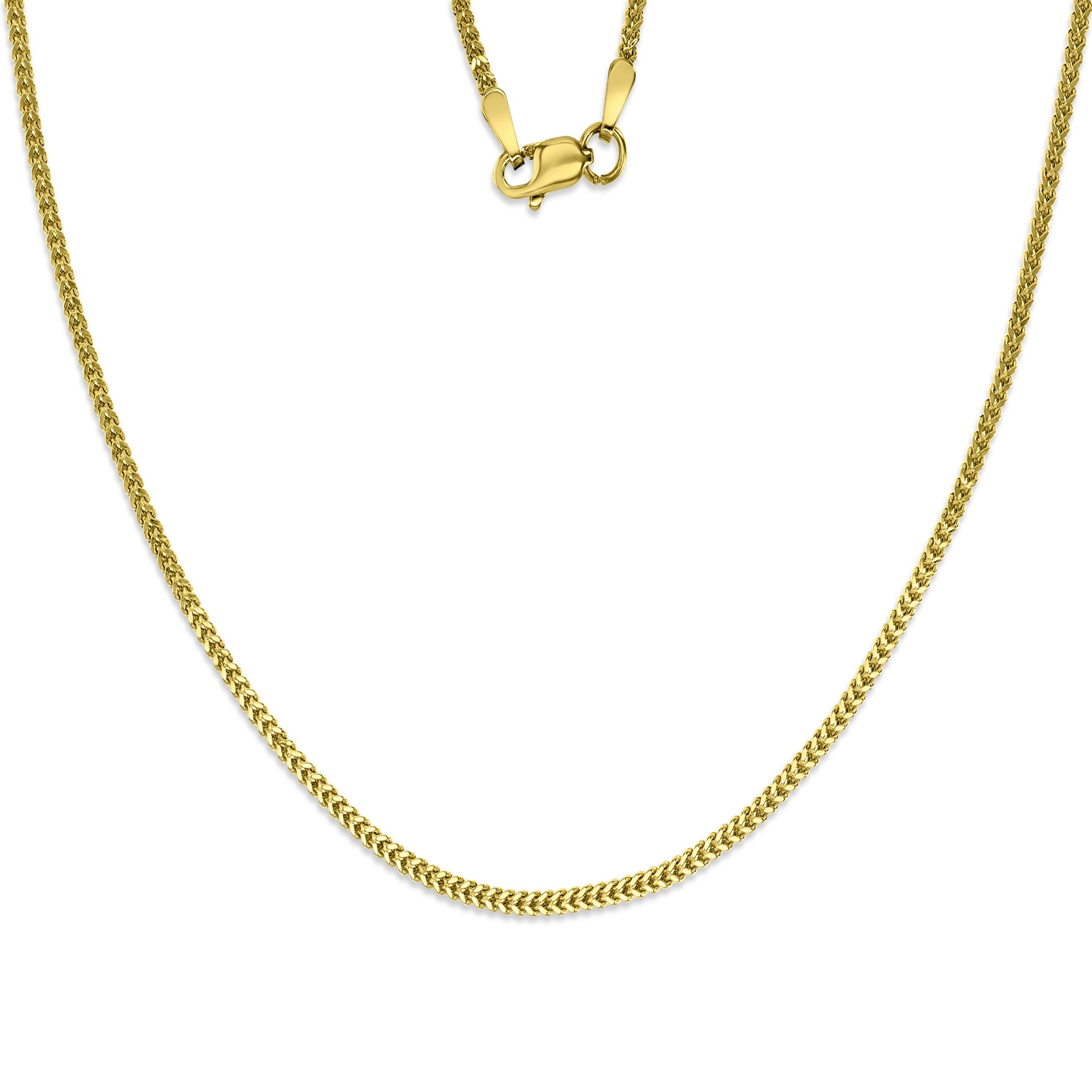 14K Yellow Gold 1.30mm 16" Hollow Franco 035 Chain