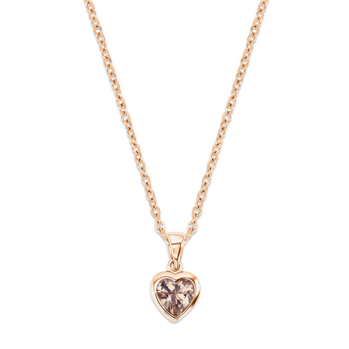Sterling Silver Rose 11MM Polished Morganite Bezel Heart Shape 18' Necklace