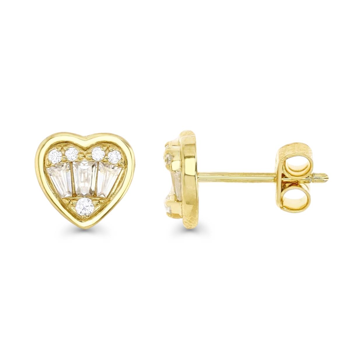 Sterling Silver Yellow 1M 8MM Polished Tp Baguette Heart Stud Earring