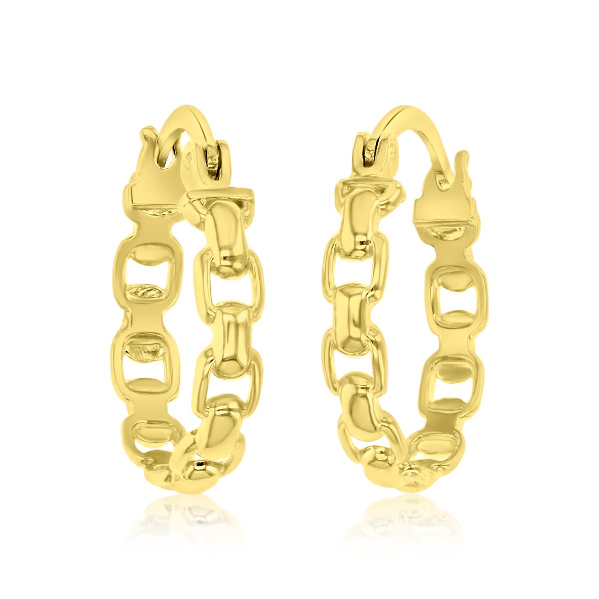 14K Yellow Gold 3MM Cable Link Hoop Earrings