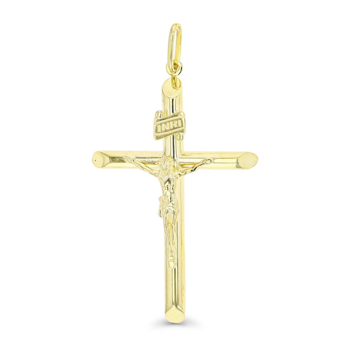 14K Yellow Gold Tube Crucifix Pendant