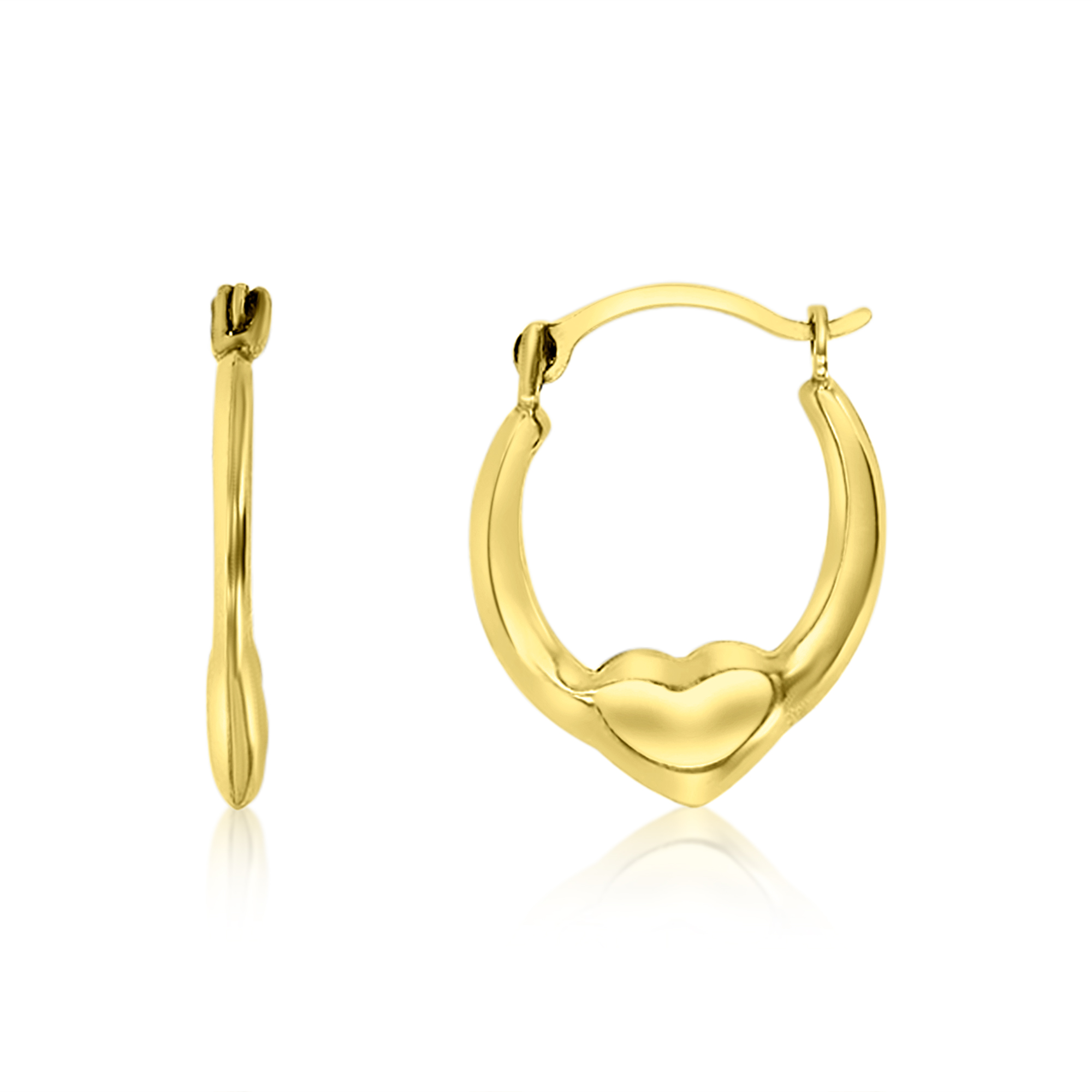 14K Yellow Gold 14X1.5MM Polished Heart Hoop Earring