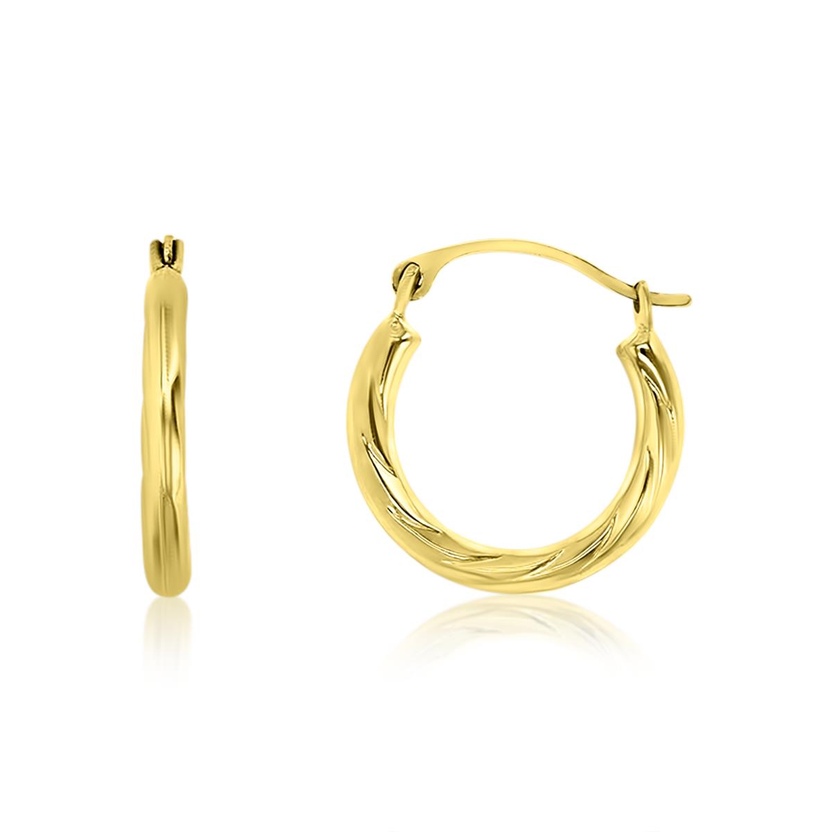 14K Yellow Gold 15X1.5MM Polished Swirl Hoop earring