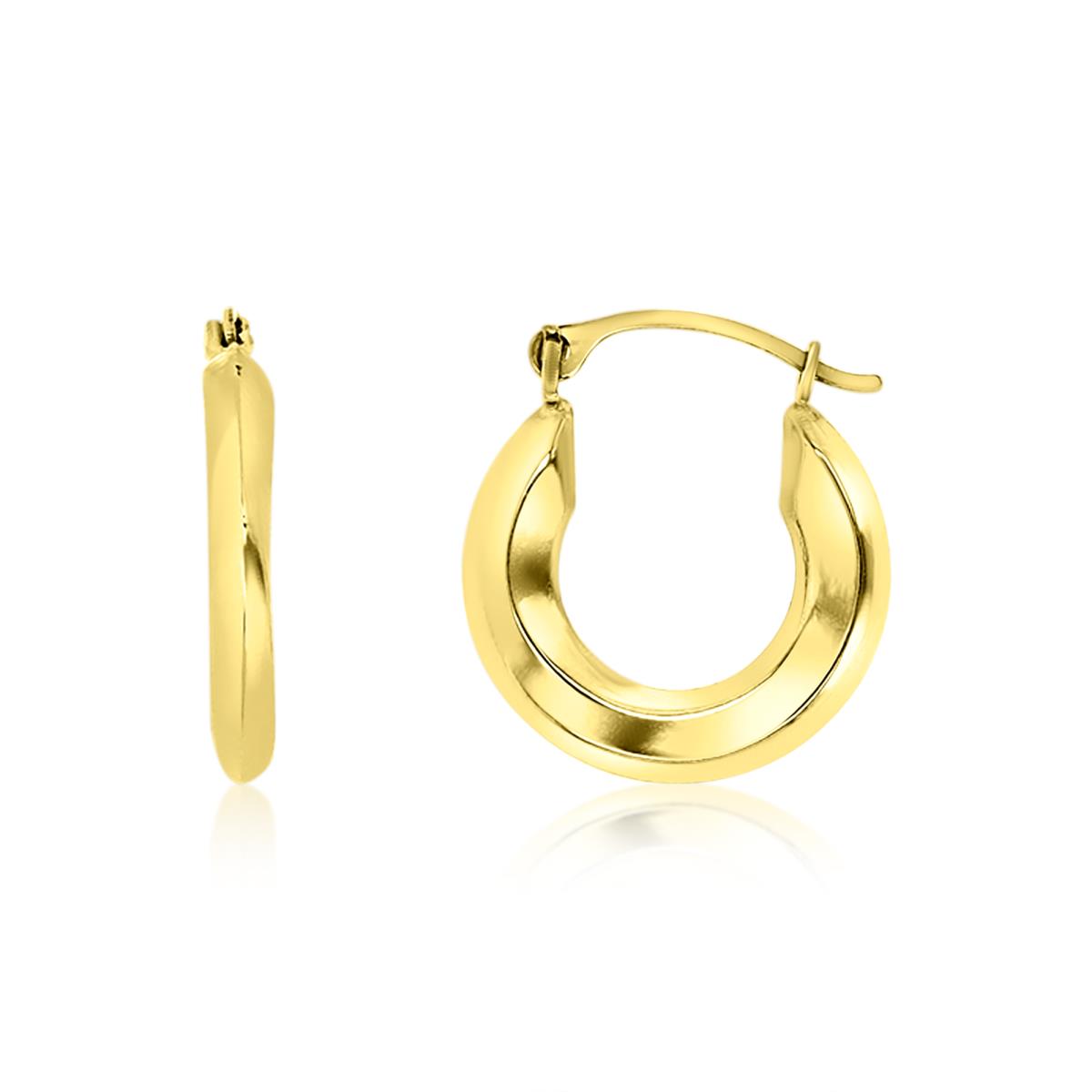 14K Yellow Gold 10X2MM Polished Thick Knife Edge Hoop Earring