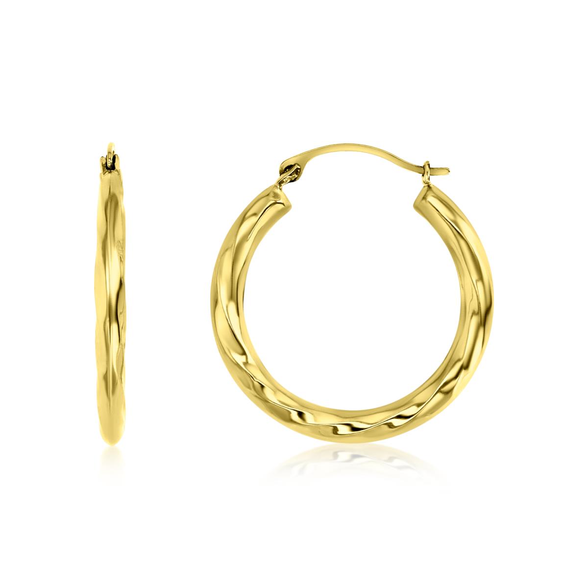 14K Yellow Gold 23X2MM Polished Twisted Hoop Earring