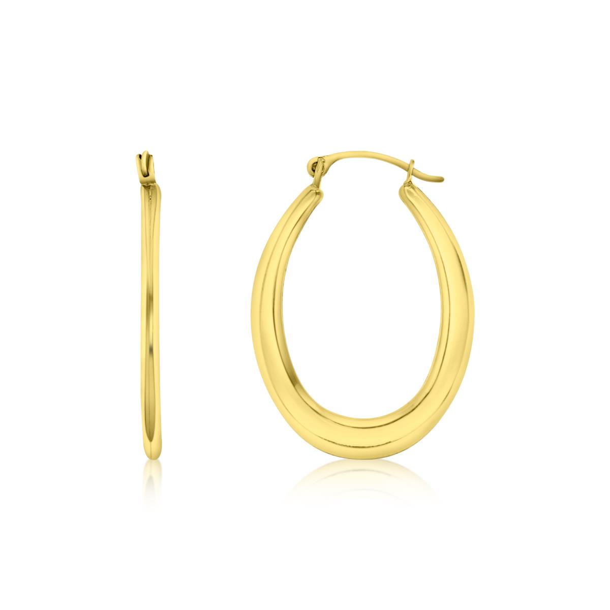 10KY Gold Yellow 26X1.5MM Polished Flat Oval Hoop Earring