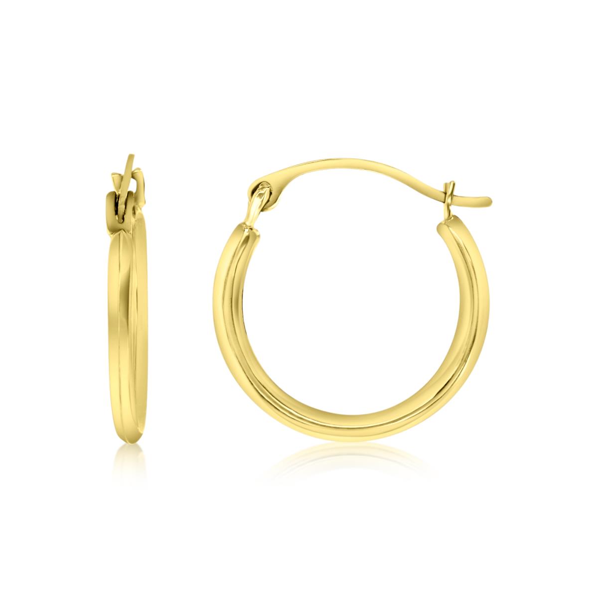 10KY Gold Yellow 15x1MM Polished Tube Hoop Earring