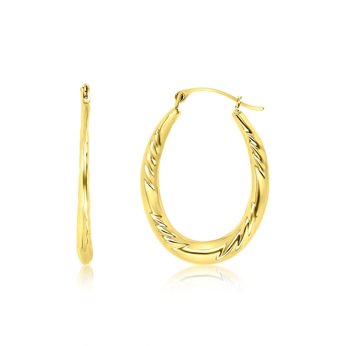 10K Gold Yellow 27x2MM Polished Swirl Hoop Earring