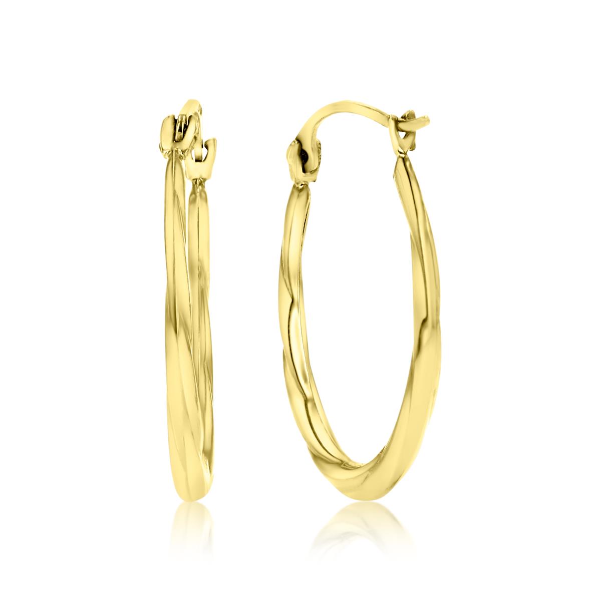 10KY Gold Yellow 20X1.5MM Polished Swirl Oval Hoop Earring