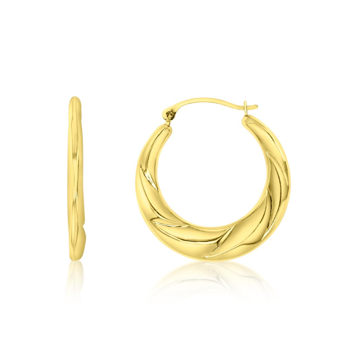 10KY Gold Yellow 23X2MM Polished Swirl Hoop Earring