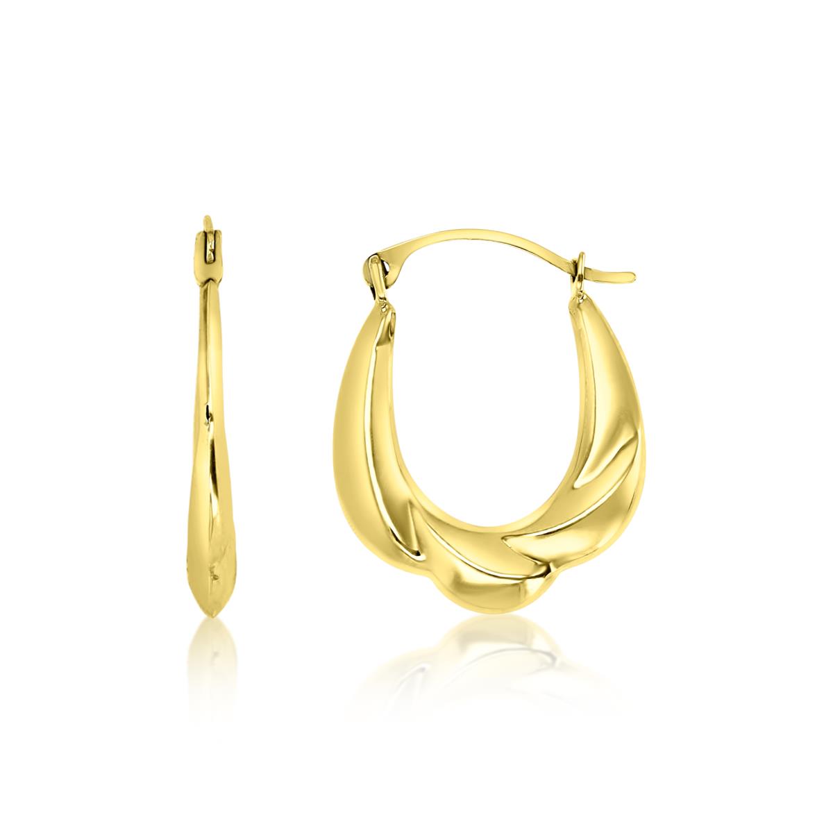 14K Yellow Gold 18X2MM Polished Swirl Hoop Earring