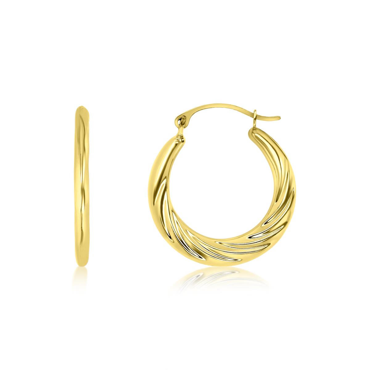 14K Yellow Gold 20X1.7MM Swirl Hoop Earring