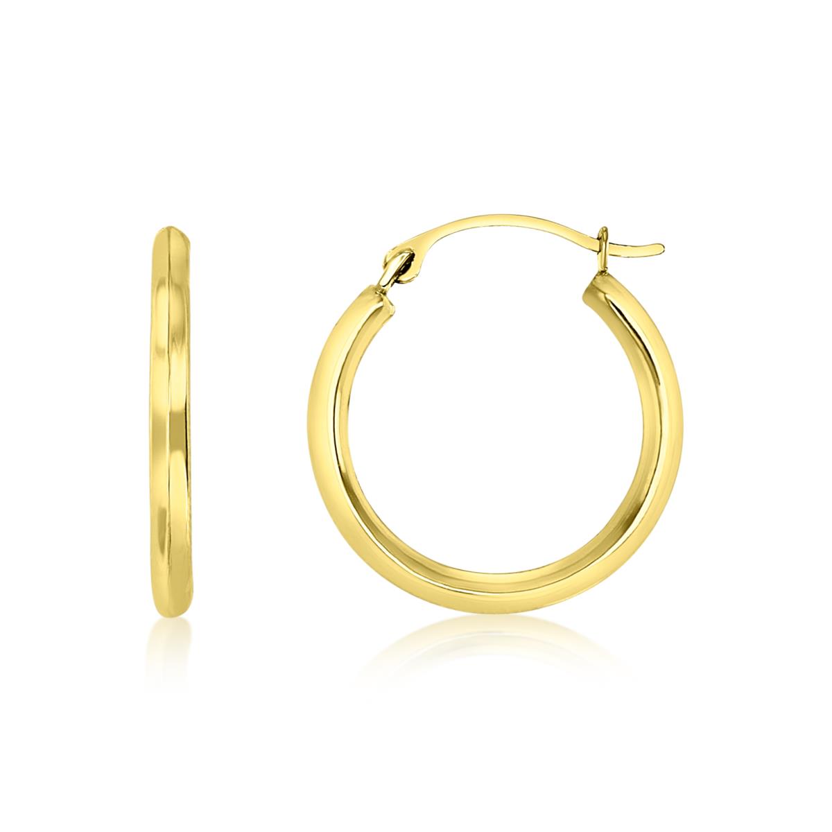 14K Yellow Gold 19X2MM Polished Solid Tube Hoop Earring