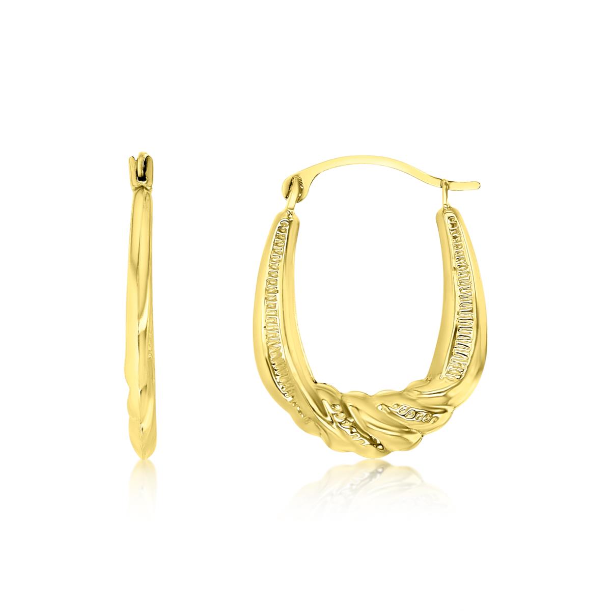 14K Yellow Gold 20X2MM Twisted Hoop Earring