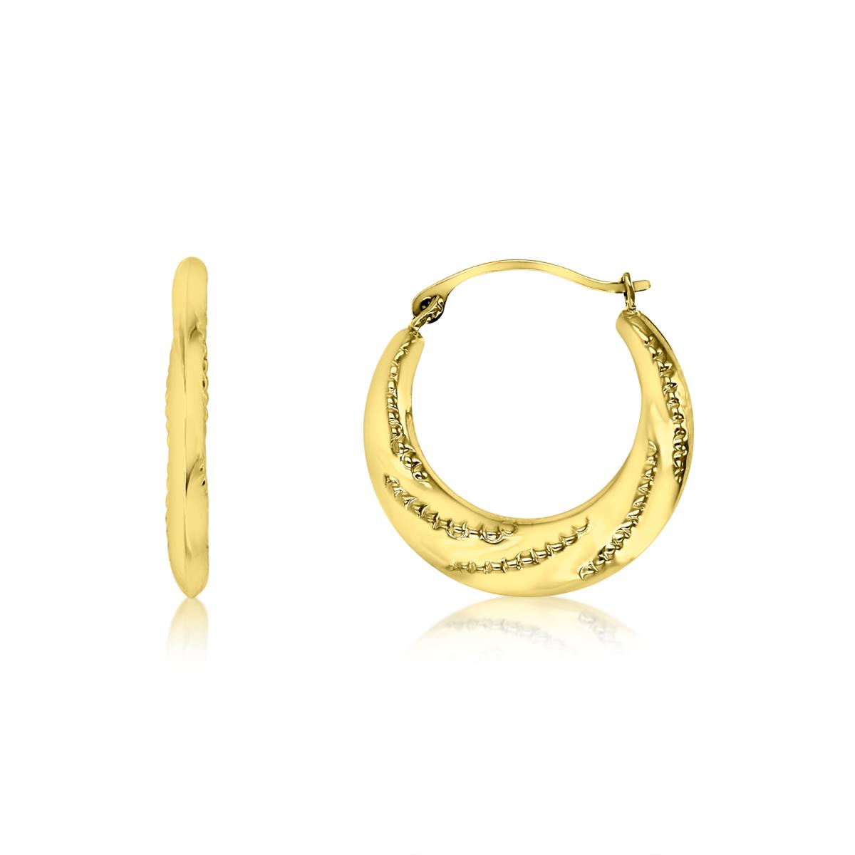 14K Yellow Gold 19X2MM Twisted Hoop Earring