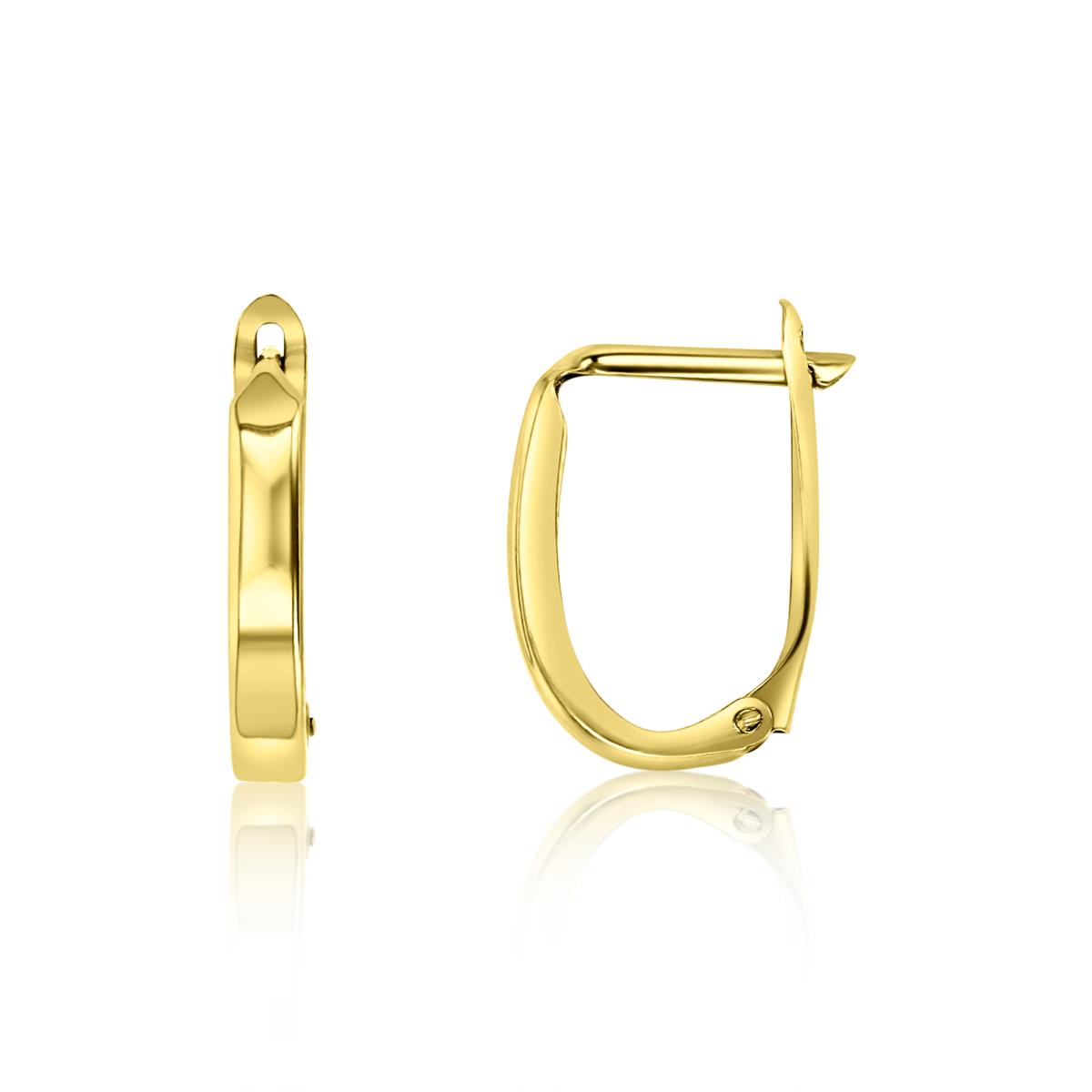 14K Yellow Gold 15X2MM Polished Oval Huggie Earring