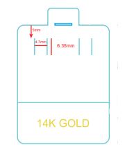 14K Gold 45x35mm Hoop Slits Puff Pad