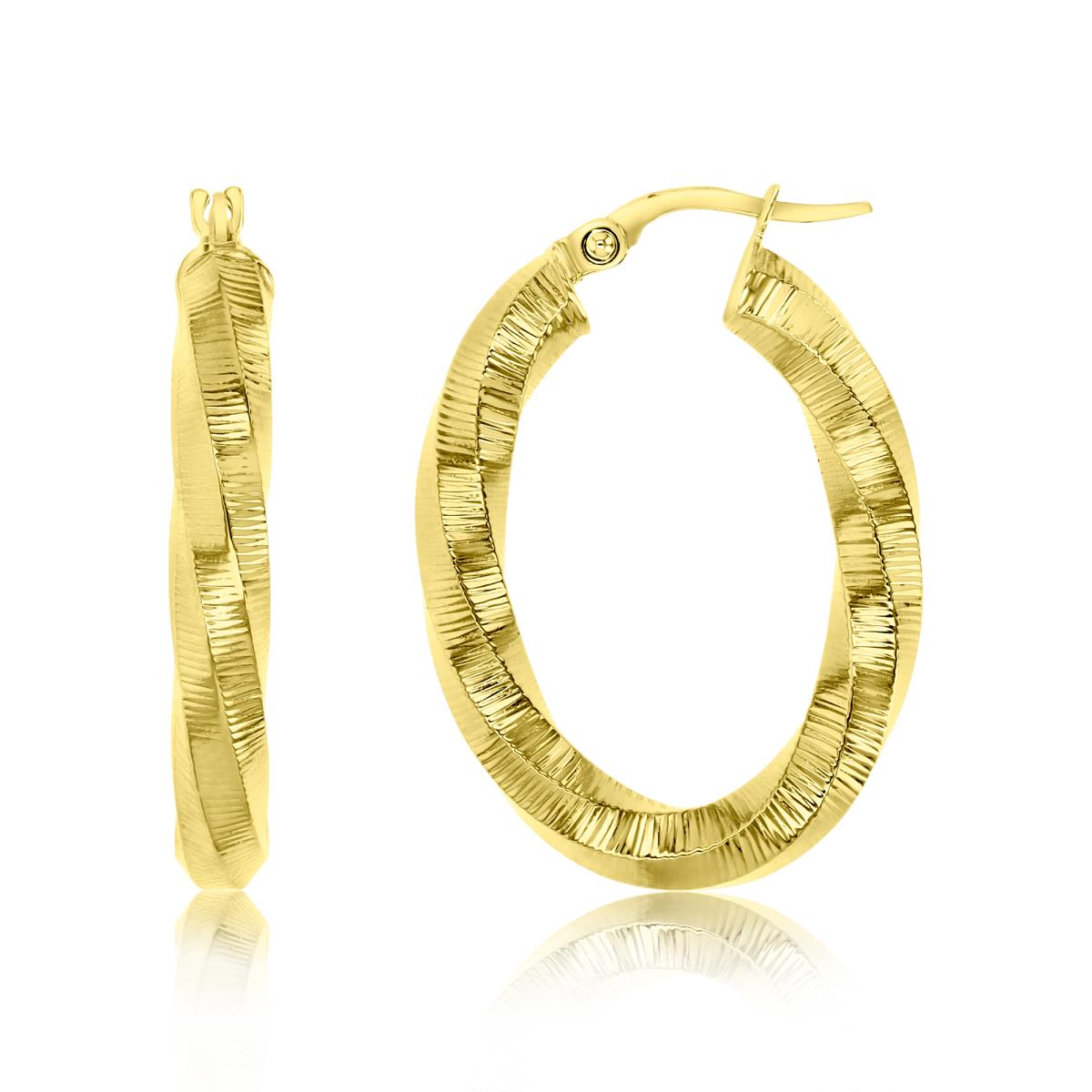 14K Gold Yellow Twisted Hoop Earring