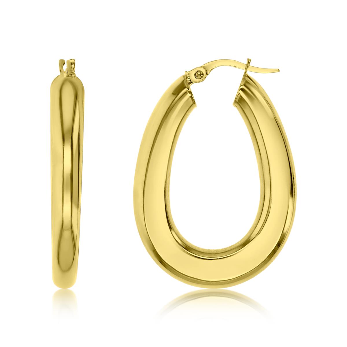 14K Gold Yellow 33X5MM Polished Thick Oval Hoop Earring