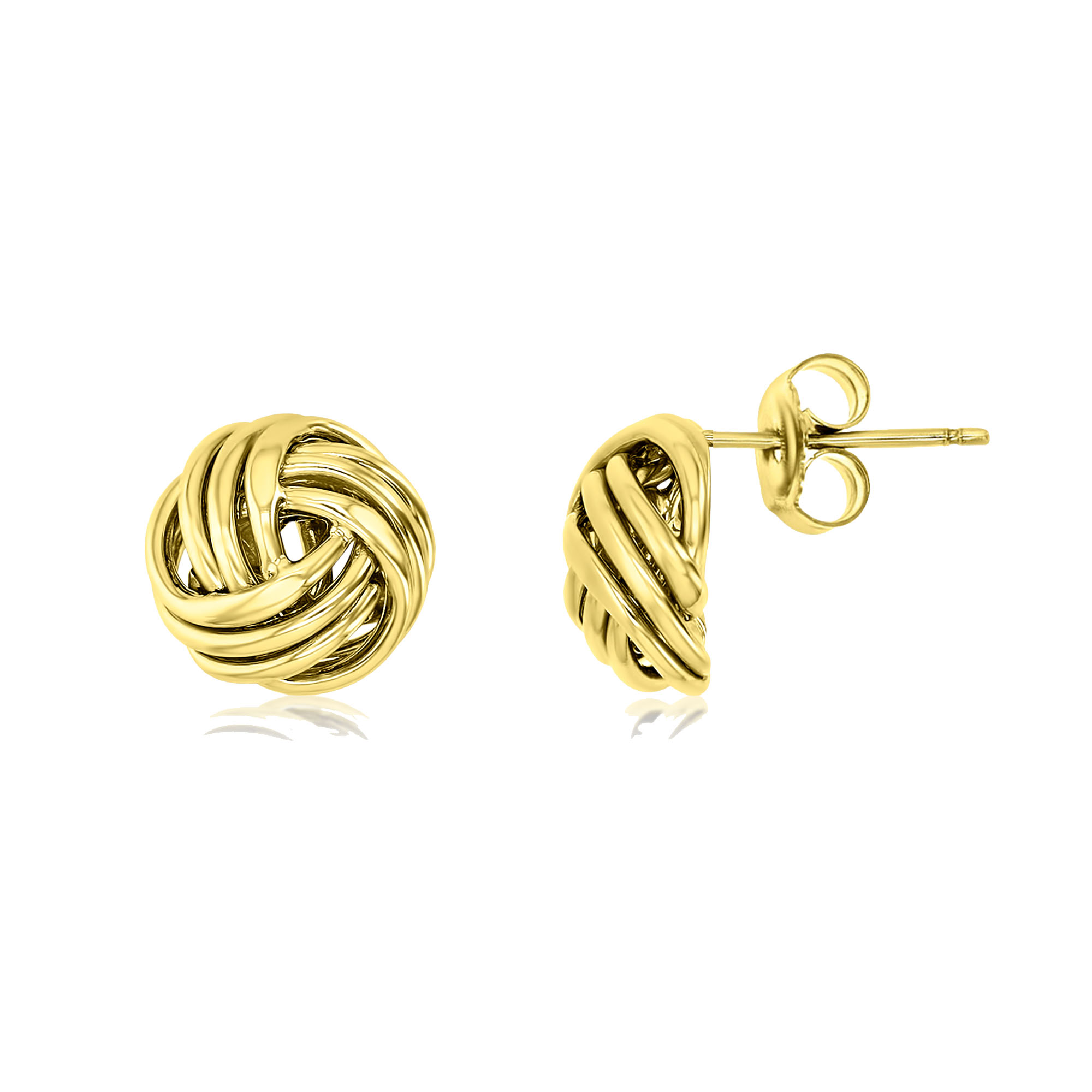 14K Gold Yellow 12MM Polished Knot Stud Earring