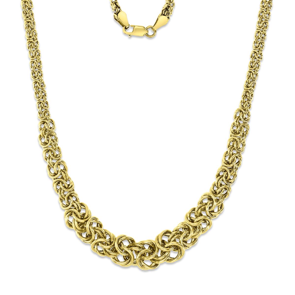 14KY Gold Yellow 10MM Polished Graduated Byzantine 18'' Necklace