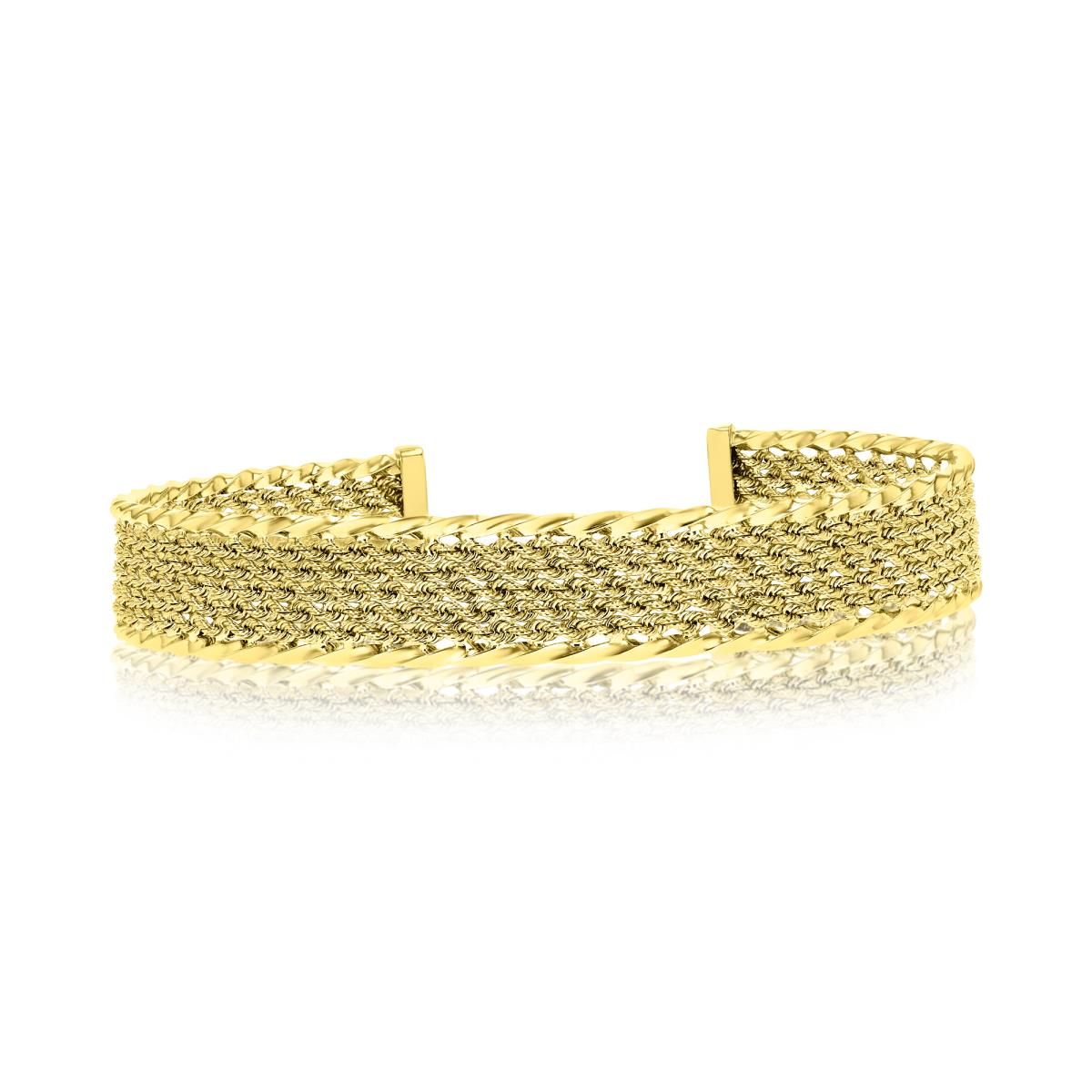 14K Gold Yellow 12MM Polished 5 Row Twisted Rope Bangle Bracelet