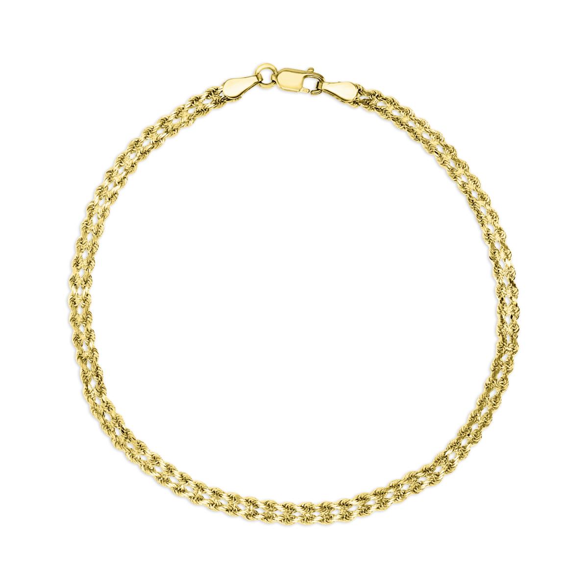 10KY Gold Yellow 3MM Double Rope 8'' Bracelet