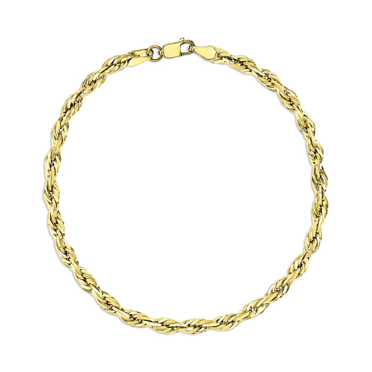 14K Gold Yellow 3.5MM Polished Rope Bracelet