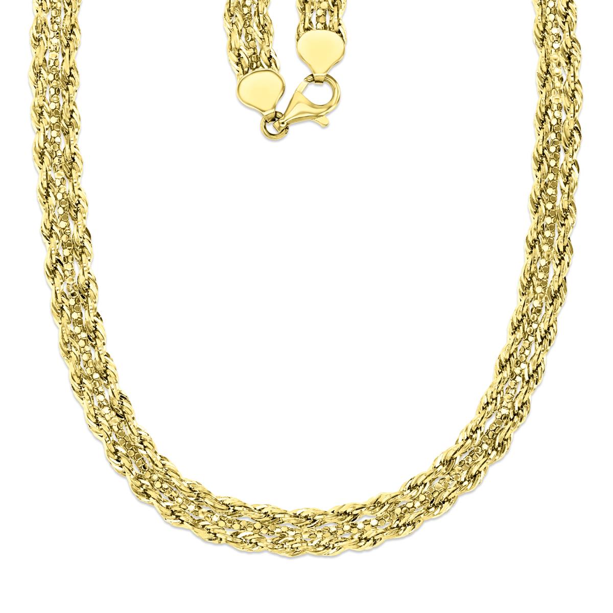 14K Gold Yellow 9MM Double Rope & Strand 17'' Necklace