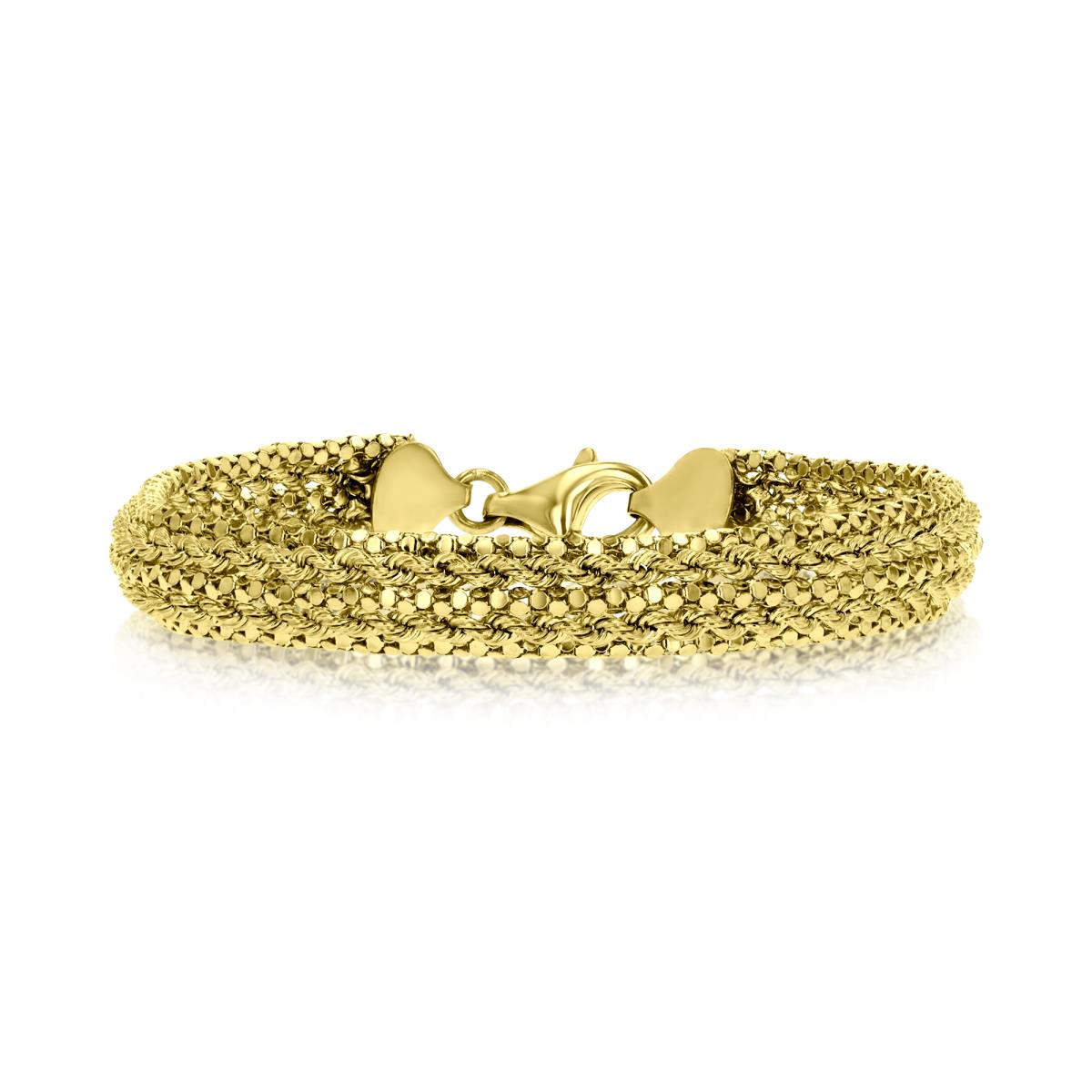 14K Gold Yellow 8MM Rope & Strand Charm Bracelet