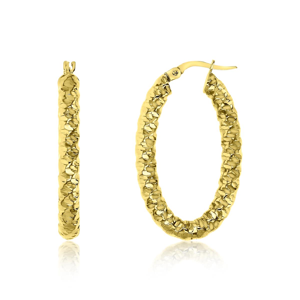 14K Gold Yellow 25X10MM Polished Twisted Hoop Earring