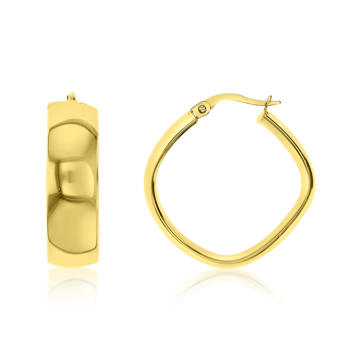 14K Gold Yellow Polished Rhombus Hoop Earring