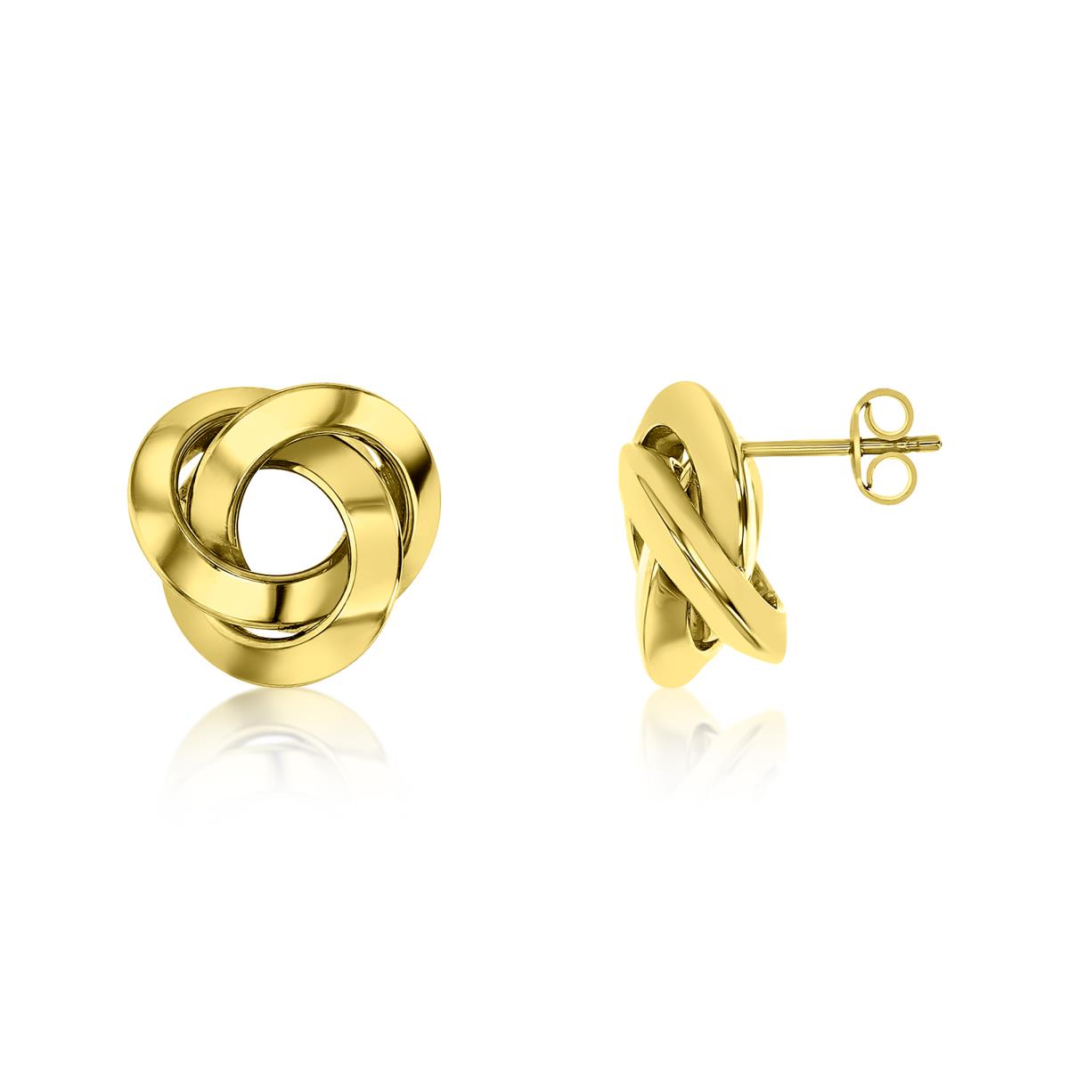 14K Gold Yellow 11MM Polished Knife Edge Knot Stud Earring