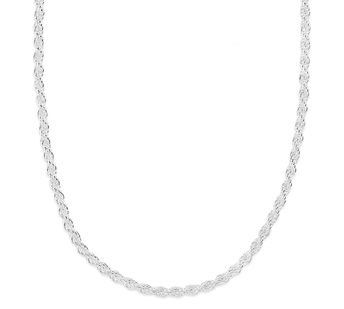Sterling Silver Anti-Tarnish 2.90MM Polished Rope 20'' Basic Chain