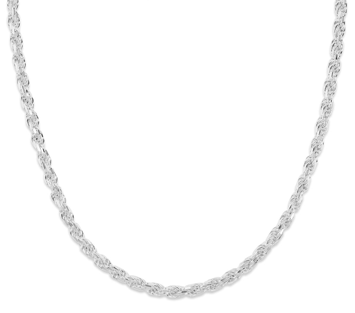 Sterling Silver Anti-Tarnish 3.10MM Polished Rope 20'' Chain