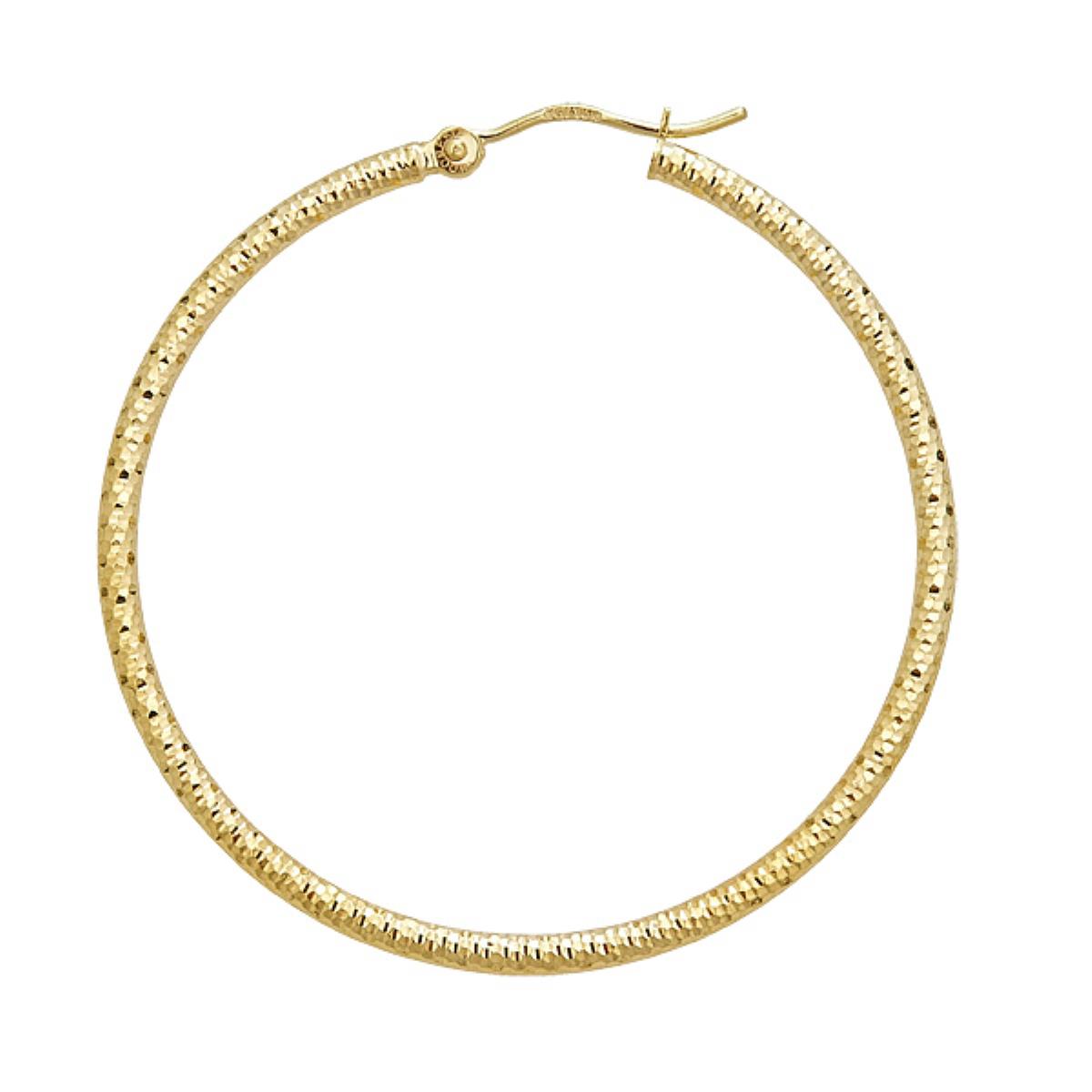 14K Yellow Gold Ultra Light DC 2X50MM Hoop Earring