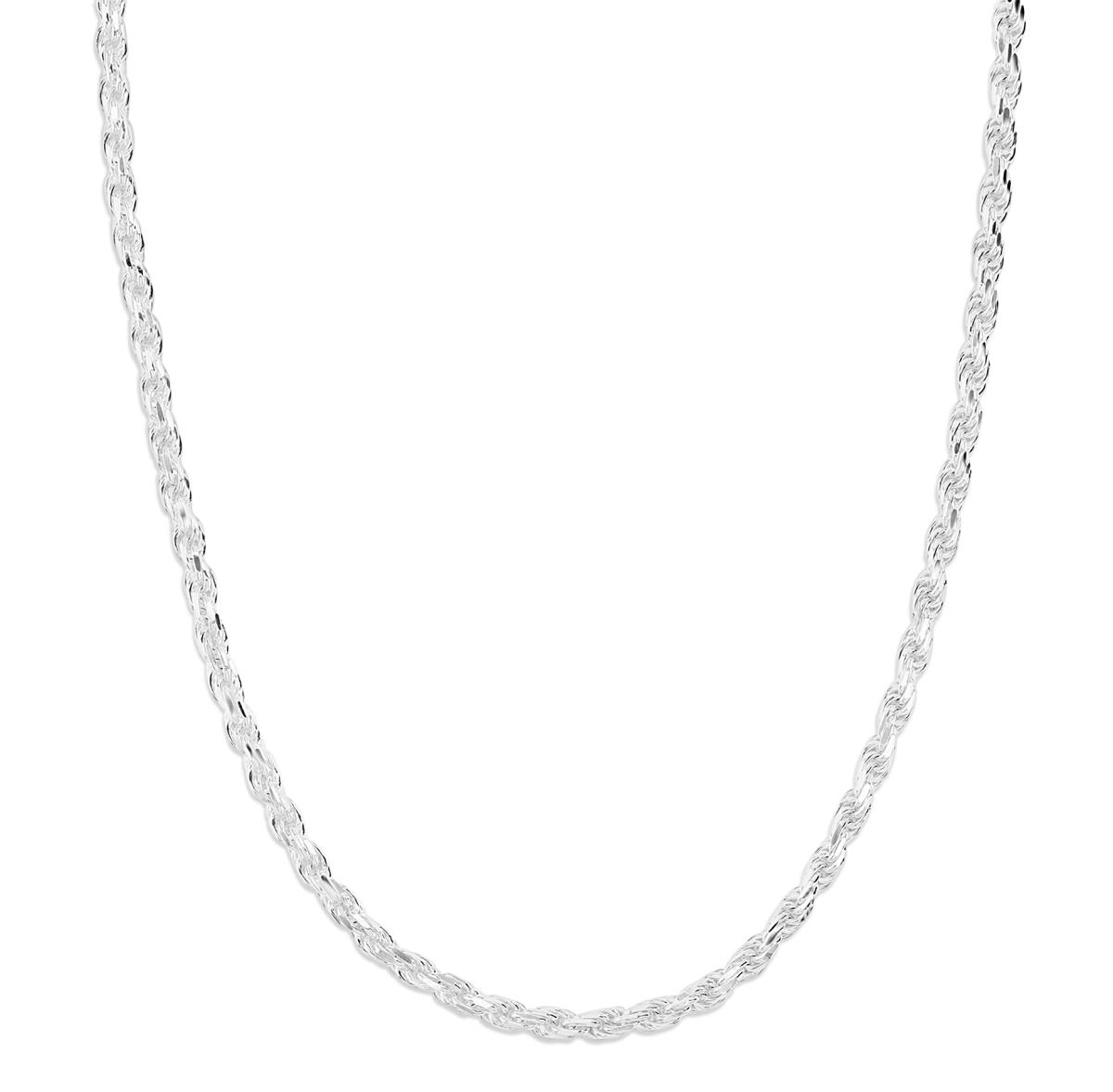Sterling Silver Anti-Tarnish 2.25MM Polished Solid Rope 20''Chain