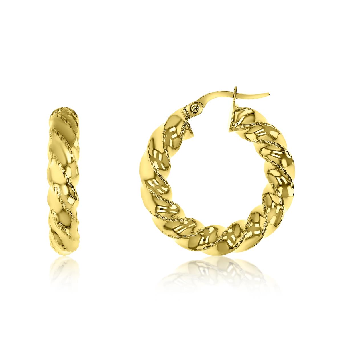 10K Gold Yellow Twisted Hoop Earring