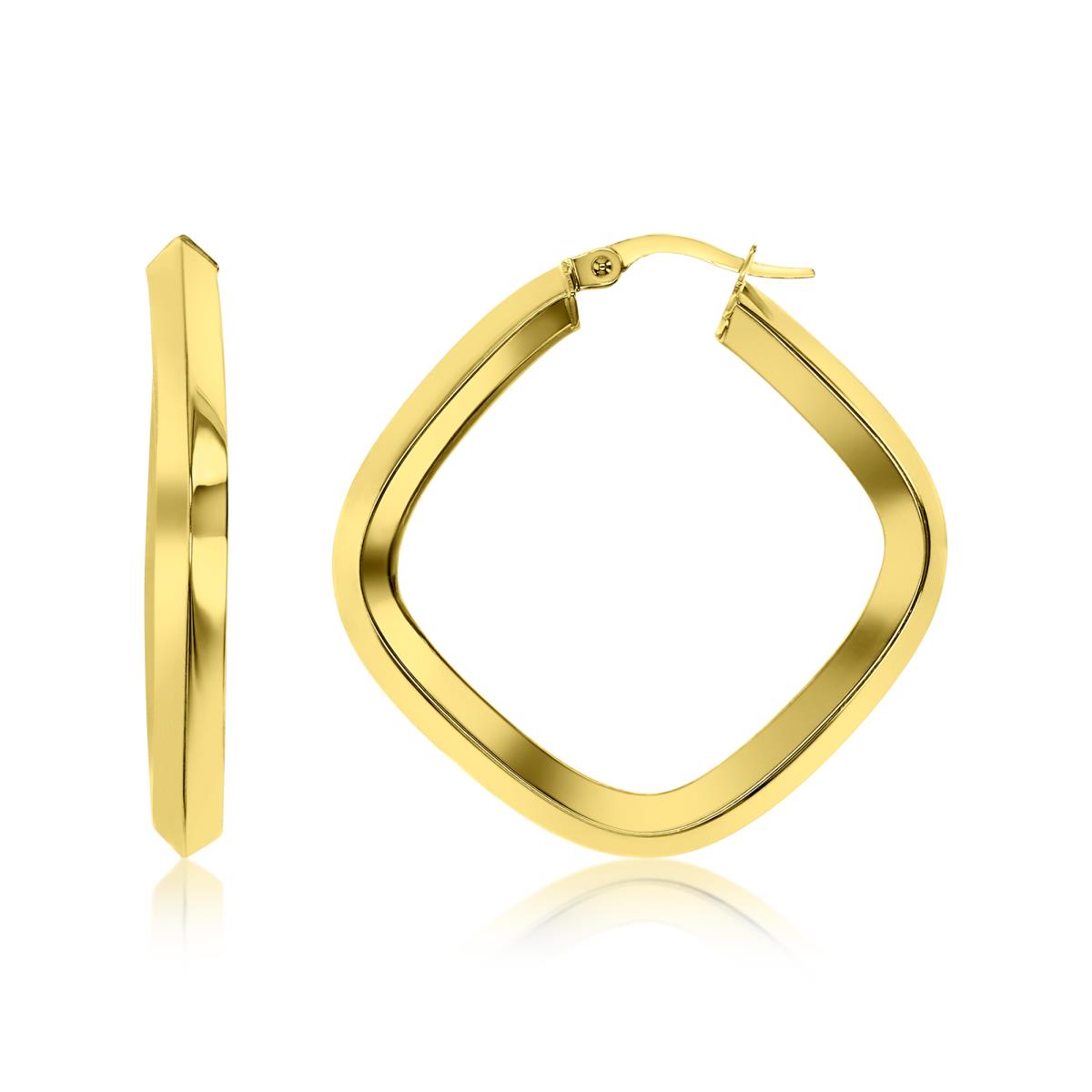 10K Gold Yellow Rhombus Hoop Earring
