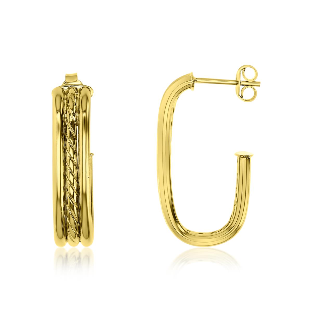 10K Gold Yellow 21X7MM Polishd Swirl J Hoop Earring