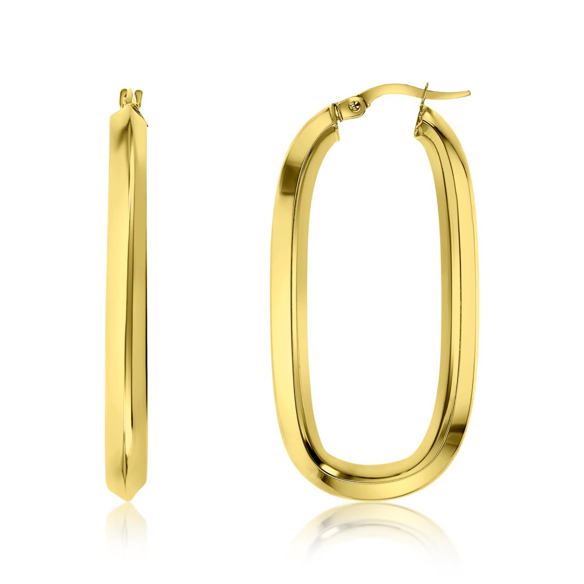10K Gold Yellow 32X12 Polished  Oval Hoop Earring