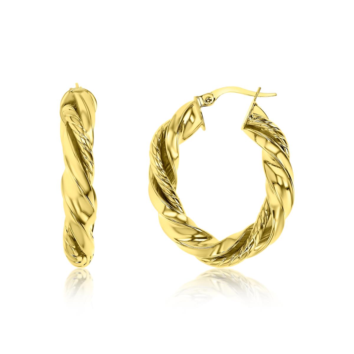 10K Gold Yellow Polished Swirl Twisted Hoop Earring